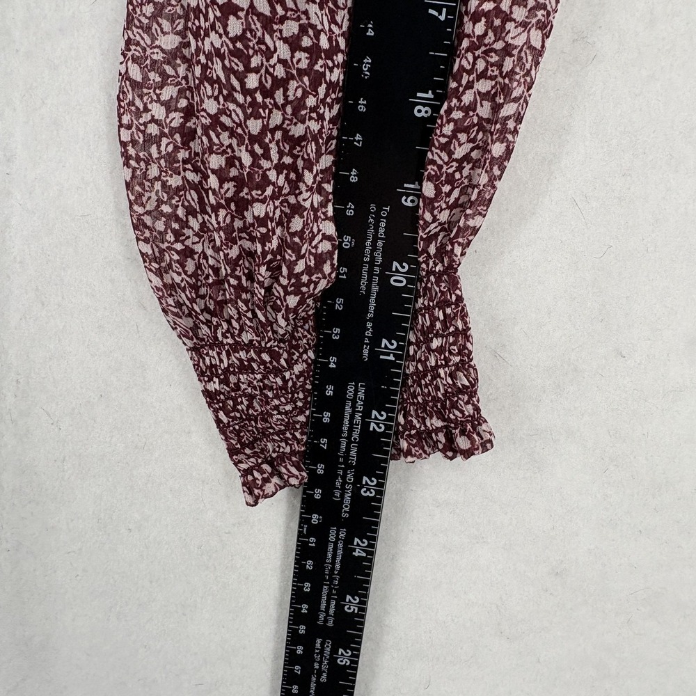 Abercrombie & Fitch Blouse Womens Small Red Floral Smocked Waist Babydoll Y2K - Picture 10 of 16